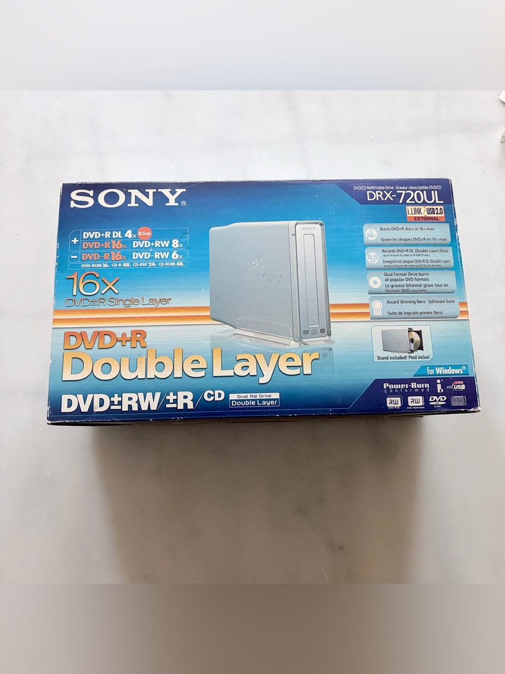 Vintage Sony DRX-720UL External DVD/CD RW Dual Layer USB 2.0 Drive With Box.